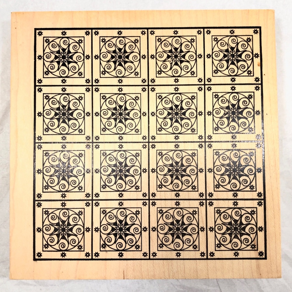 STAR SQUARE EXTRA LARGE BACKGROUND RUBBER STAMP 5.5” x 5.5”